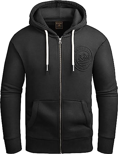 Grin&Bear Hoodie Herren Sweatshirt mit Reißverschluss GEC602 Schwarz L