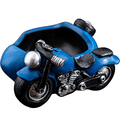 WMYDNX Raucher Harz Motorrad Aschenbecher, Anti-Fliegen-Asche-Mode Retro-Aschenbecher, kreatives Wohnzimmer-Büro-Asche-Tablett for Zigaretten-Zigarre rutschfest (Color : Blue)