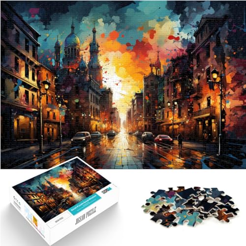 Puzzle-Geschenk, Farbe Barcelona, 500 Teile, Holzpuzzle, Spaß für zu Hause, Aktivitäten, Geburtstagsgeschenk, Reisegeschenke, 500 Teile (38 x 52 cm)