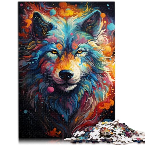 Puzzles Geschenk Wolf bunt für Erwachsene 1000 Teile Puzzle Lernspiele Holzpuzzle ganze Familie und die 1000 Teile (50x75cm)