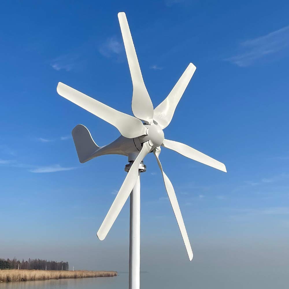 800W Windkraftanlagen 12V 24V 48V Windturbinen Windräder mit 6 Flügeln und kostenlosem MPPT Laderegler horizontale Windgenerator für Zuhause (48V mit Reglar)