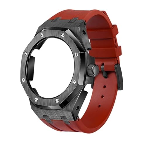 IOTUP GA2100/2110 Uhrenarmband aus Gummi und Edelstahl-Metallgehäuse, kompatibel mit GA2100/2110, verbesserte Metalllünette, Fluorkautschuk-Armband, Einheitsgröße, Achat