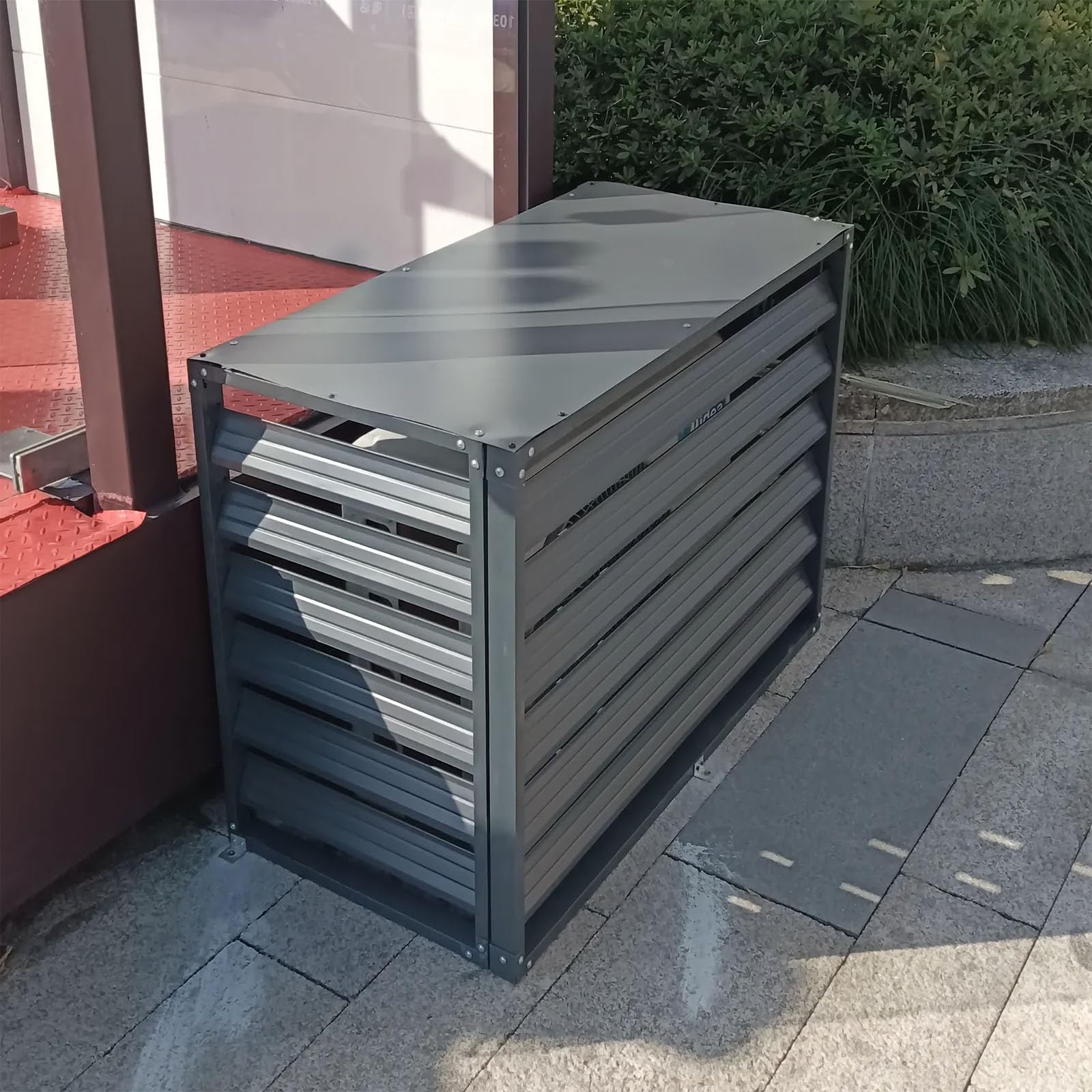 Klimaanlage Abdeckung, Verkleidung Klimaanlage Außengerät aus Zinkstahl, Sonnenschutz Sichtschutz Dekorative für Outdoor Außengeräte Wärmepumpe Klimagerät Garten(Gray,120 * 70 * 150cm)