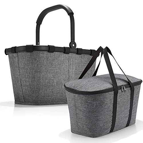 reisenthel carrybag mit coolerbag Einkaufkorb Einkaufstasche Isobag Isotasche Kühltasche Kühlkorb (Twist Silver + Twist Silver)