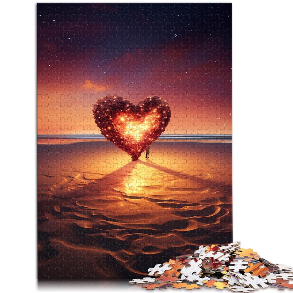 Puzzles Geschenke Spielzeug Herz am Strand Puzzles 500 Teile Puzzles für Erwachsene Holzpuzzle Interessantes Stressabbau-Puzzles 500 Teile (38 x 52 cm)