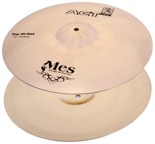 MES 14" HiHat Becken Set für Schlagzeug (Act Series Drum Becken, Material: Bronze, gehämmert)