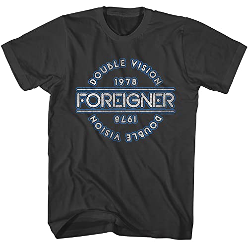 Foreigner T-Shirt Double Vision World Tour '78 Herren Kurzarm T-Shirts Musik Vintage Style Graphic Tees, Rauch, XX-Large