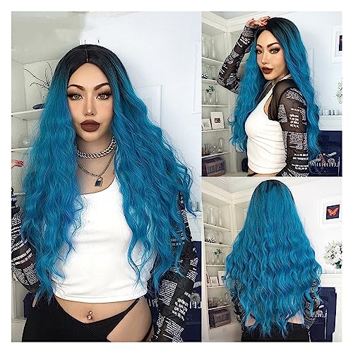 Perücken Natürliche Haar Hitzebeständige Perücken De Mujer Lila Körper Welle Synthetische Perücken for Frauen Lange Cosplay Party Bunte Perücke Damenperücke(Color:TB2020007-1)