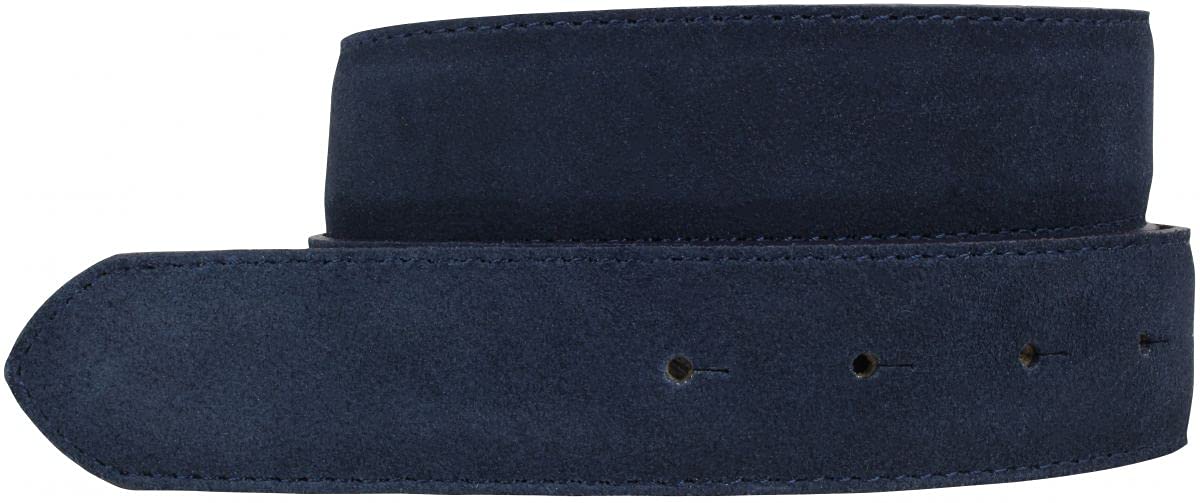 BELTINGER Gürtel aus Veloursleder ohne Schnalle 3,5 cm | Velour-Ledergürtel für Damen Herren 35mm | Wildleder-Gürtel | Marine 85cm