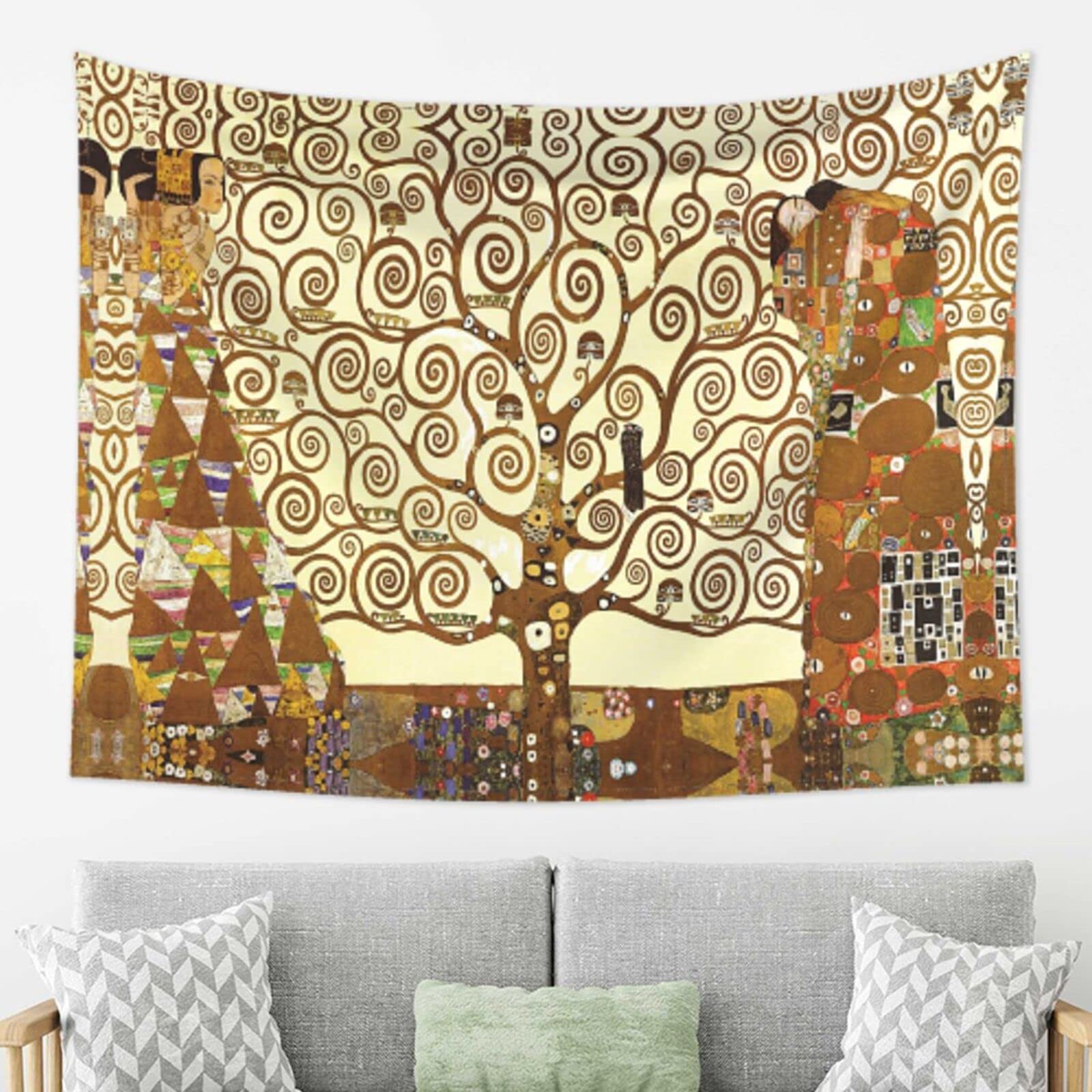 DMORJ Wandteppich mit Baum des Lebens, horizontaler Wandbehang, Schlafzimmer, Wohnzimmer, Stoff, Heimdekoration, Geschenk, 203 x 152 cm