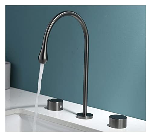 Waschbecken Wasserhahn Badezimmer weit verbreitet heißes und kaltes Cretive Messing Wasser Mischbatterie Bürste Gold Schwarz Becken Wasser Waschbecken Mischer Kran(Gun Gray)