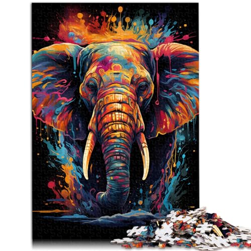 Puzzlespiel Bunte Psychedelie der Elefanten. 1000-teiliges Holzpuzzle als Geschenk für die ganze Familie. 1000 Teile (50 x 75 cm)