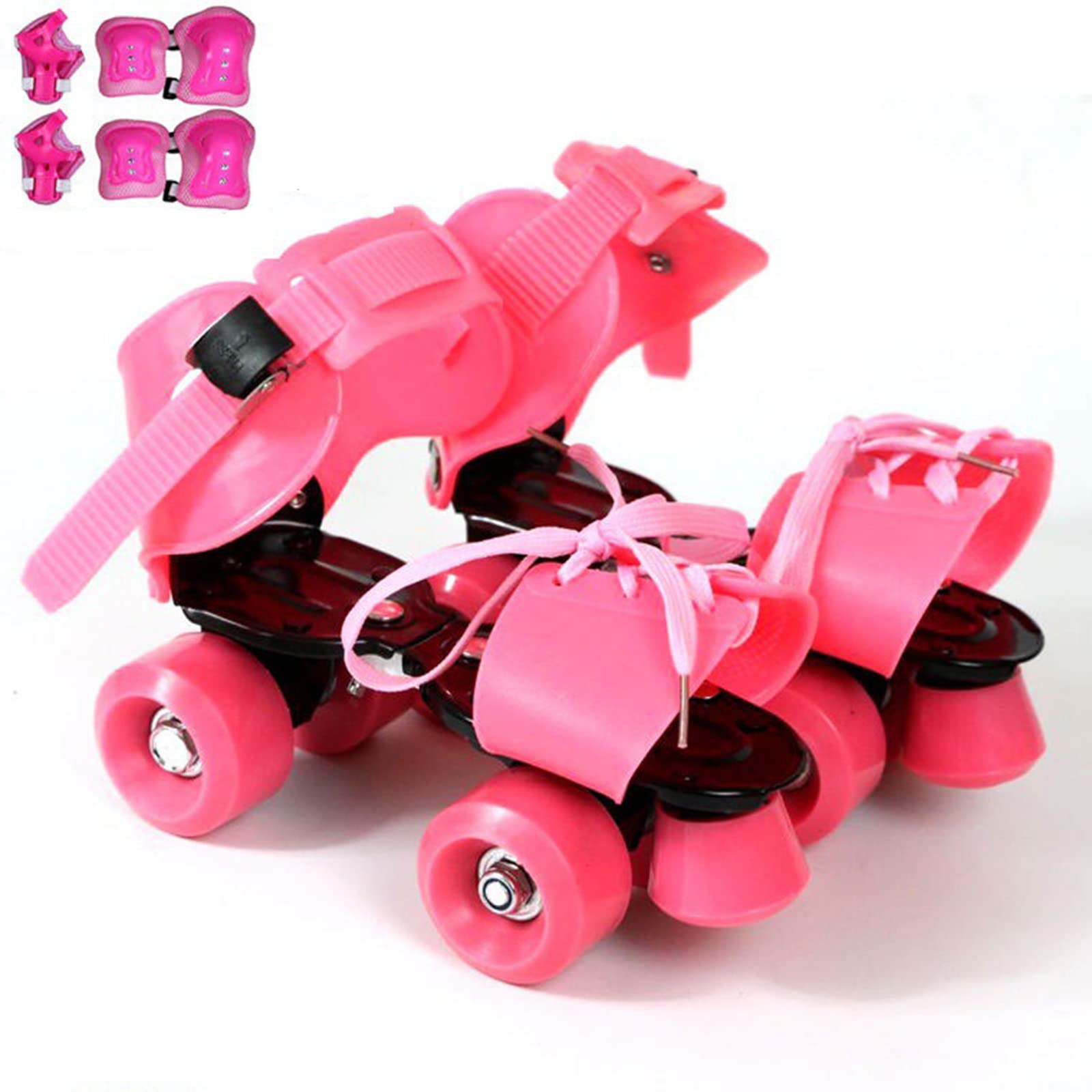 Rollschuhe Kinder Mädchen, Verstellbare Größe 28-40 Rollschuhe Für Kinder Jungen, Rollerskates-Schuhe Für 6-10 Jahre Mit Schutzausrüstung,Pink-set2