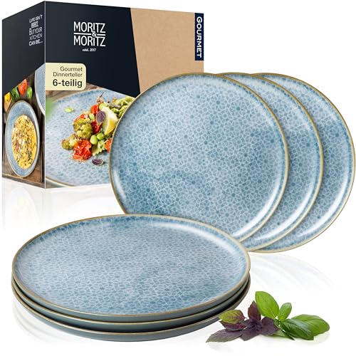 Moritz & Moritz TERRA 6-tlg Dinner Teller Set - Ø 27 cm – Orientalische Teller in strahlendem Blau aus hochwertigem Porzellan – Moderne Speiseteller für den Alltag und besondere Anlässe