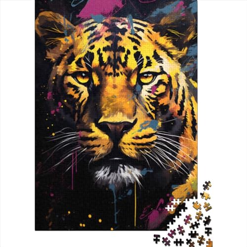 1000-teiliges Puzzle für Erwachsene, majestätisches Tigerporträt, Holzpuzzle für Erwachsene und Jugendliche zum Stressabbau, schwierige Herausforderung (Größe 29,53 x 19,69 Zoll)