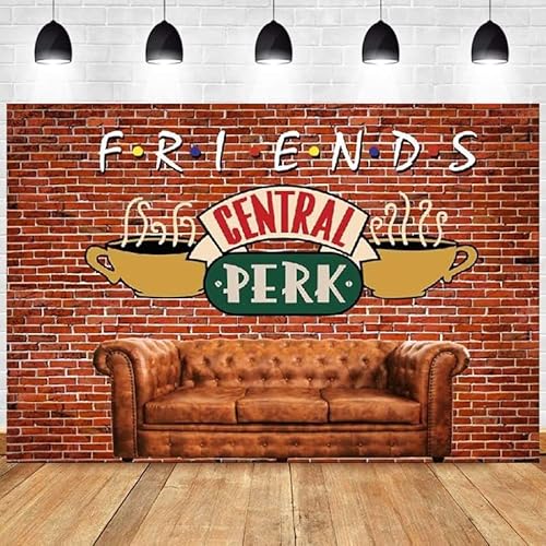 Rote Backsteinwand Sofa Café Alles Gute zum Geburtstag Party Freunde Central Perk Pub Fotografie Hintergrund Jungen Banner 240X180cm