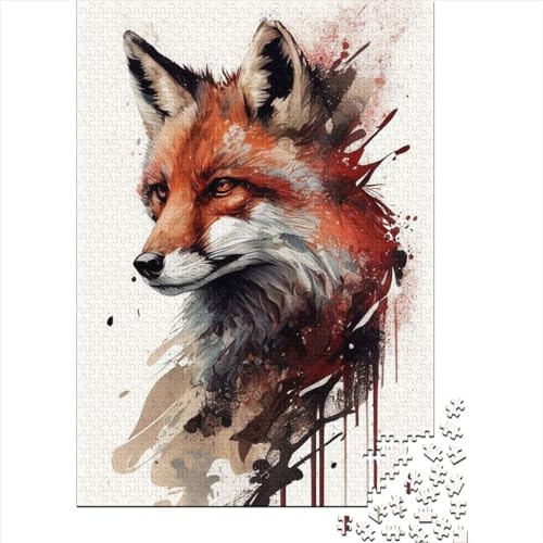 Tier-Fuchs-Puzzle aus Holz, Puzzle für Erwachsene und Jugendliche, 1000 Teile, Puzzle für Erwachsene, Lernspiel, Herausforderungsspielzeug, 75 x 50 cm