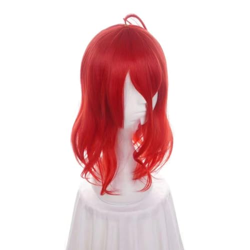 WCCNKK Land of The Lustrous Cinnabar Cosplay Perücke + Perückenkappe, 45 Cm Lange Rote Perücke, Geeignet Für Halloween, Party, Karneval, Halloween-Dekorationszubehör