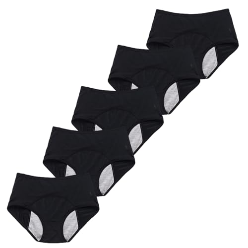 Auslaufsichere Unterwäsche Damen Inkontinenz,5er Pack Damen Periodenhose Damen Bequeme Atmungsaktiv Hipster Pantys Weich Frauen Unterwäsche (D 7XL)