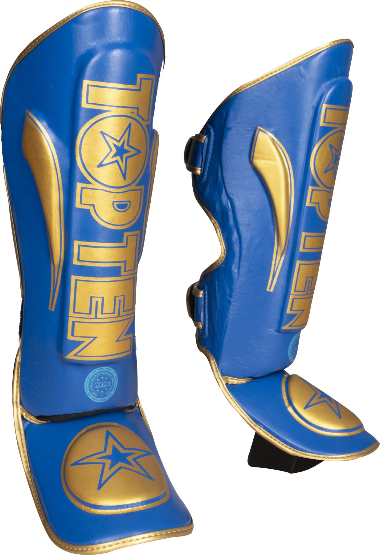 TOP TEN Schienbeinschutz „Star Light WAKO“ - blau-Gold, Gr. M