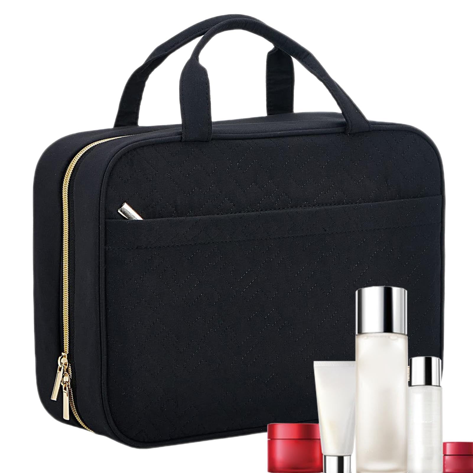 Reise-Kulturtasche, tragbarer Kosmetik-Aufbewahrungs-Organizer-Koffer für Duschen im Fitnessstudio, Make-up-Tasche, Make-up-Kosmetik, Hautpflege-Organizer, große Make-up-Tasche, Kulturbeutel für lange