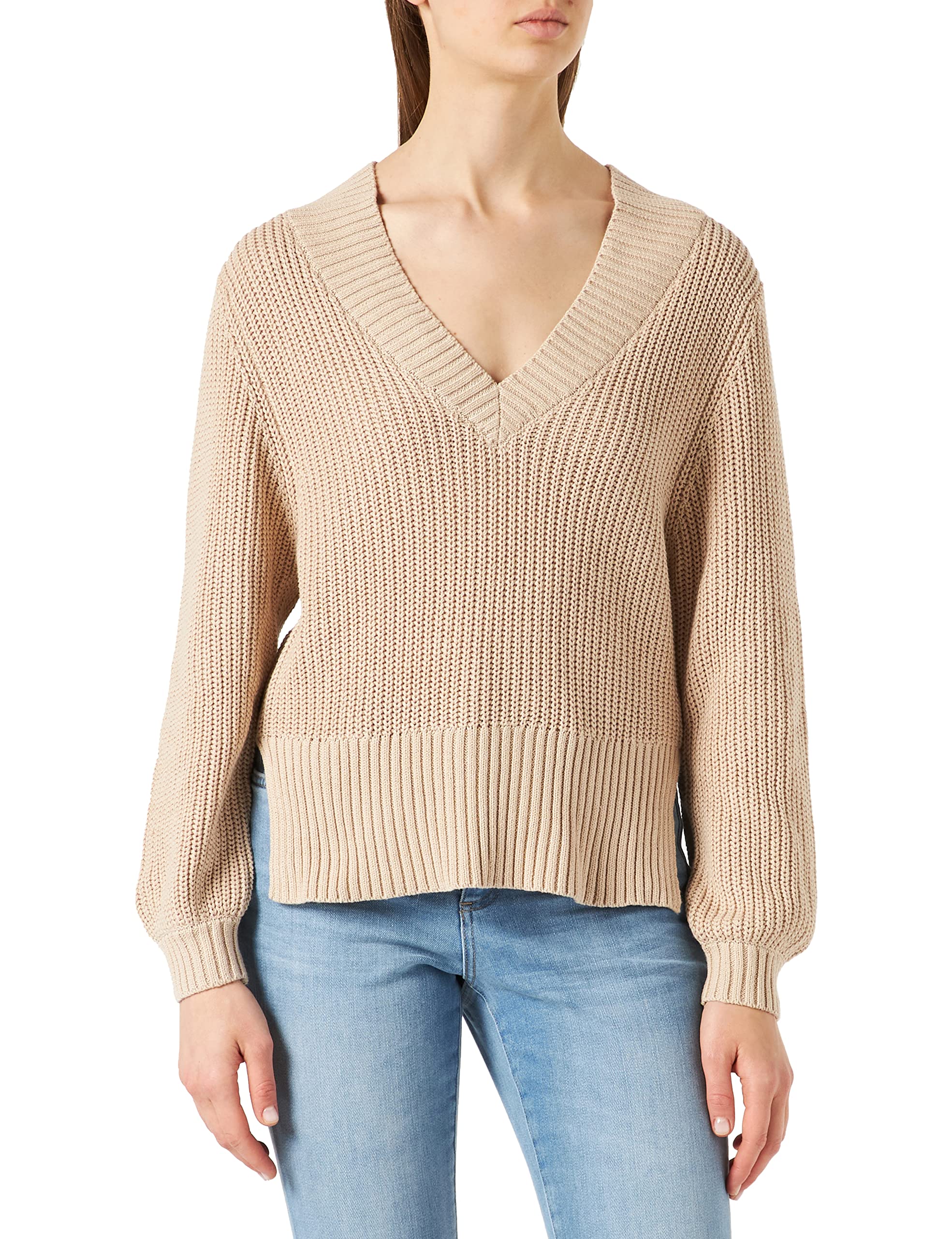 Peppercorn Destina V-Ausschnitt Pullover Kurve | Pullover Damen In Beige | Frühling Pulli Damen | Größe 50