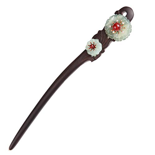 Retro-Haarbalken, chinesische Haarschläge, Holz-Haarstäbchen for Dutts, Jade-Blumen-Haar-Essstäbchen, elegante Haarnadeln, chinesische klassische Ebenholz-Essstäbchen for Frauen, Haar-Accessoires