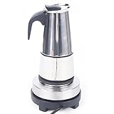 Fyssnn 200 ml/300 ml 220V Elektrisch Kaffeekanne Espressokocher Edelstahl Mokkakocher Kaffeebereiter Mit Elektroherd Geeignet für Zuhause oder ein Café usw (300 ml)