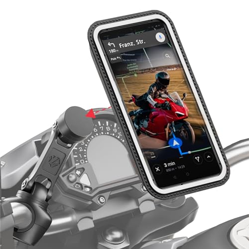 Shapeheart - Magnetische Motorrad-Handyhalterung PRO mit Extensor Anti-Vibration wasserdichte Motorradlenkerhalterung 360°-Ausrichtung, M - Smartphone up to 14,7cm, Schwarz