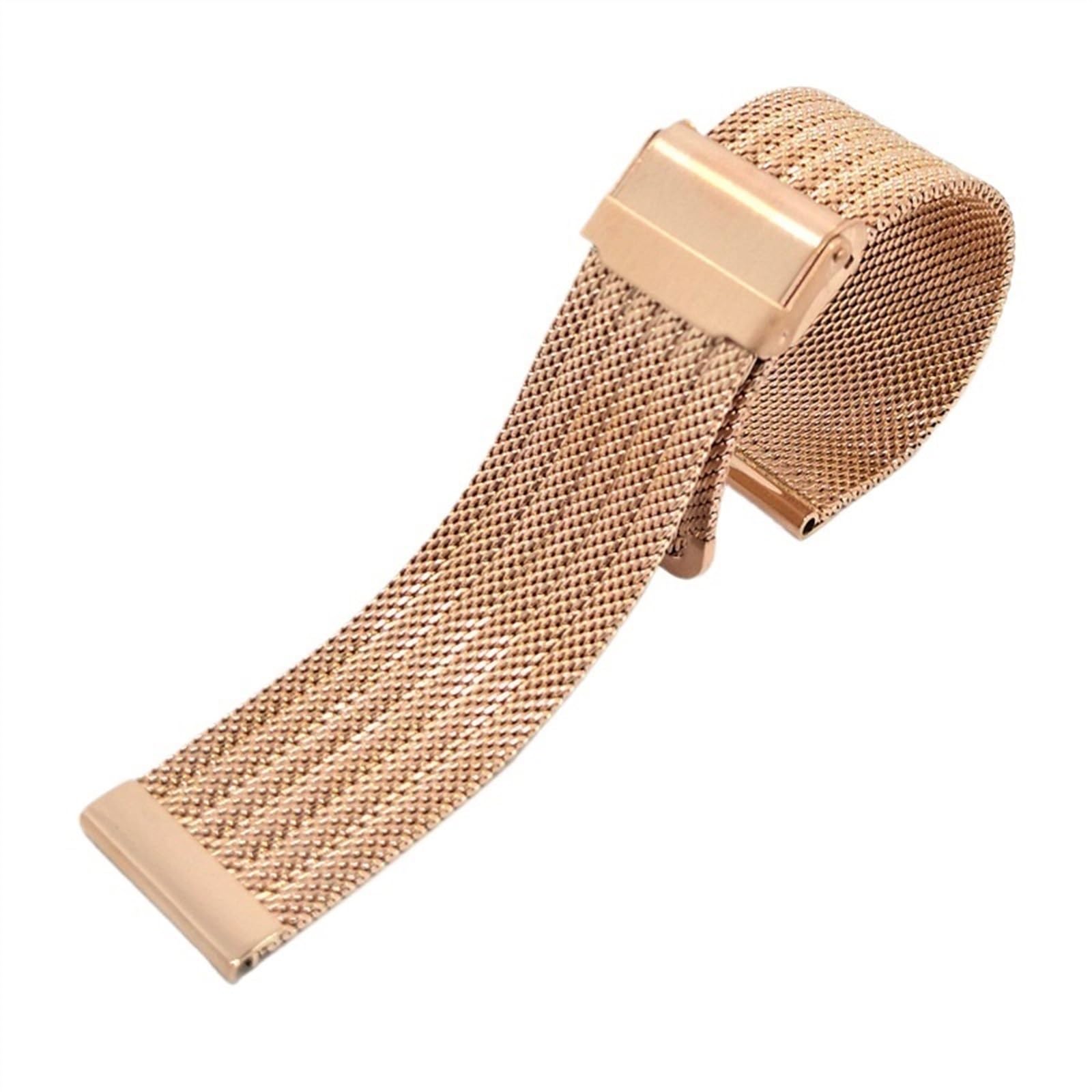 THBGTCNQ Uhrenarmband aus gewebtem Edelstahlnetz, 18 mm, 20 mm, 22 mm, 24 mm, universelles Metallarmband for Smartwatches, Quarzuhren(Rose Gold,18mm)