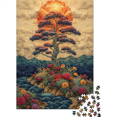 Farbenfrohe Puzzles mit dem Lebensbaum für Erwachsene und Jugendliche von Art Jigsaw Puzzles für Erwachsene, 1000 Teile, Entspannungspuzzles, Denksportaufgaben (Größe 75x50cm)