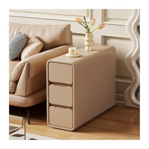 FUHAI-666 Ultraschmales Sofa-Sideboard, Beistelltisch, Aufbewahrungsschrank, Wohnzimmer-Seitenschrank, modernes, Schlichtes Sofa neben leichtem Luxusschrank(Khaki)