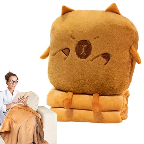 Nbhuiakl Capybara Plüschkissen, Gefülltes Capybara,Plushies Cartoon-Wurfkissen mit Decke | Niedliches Kuschelkissen, Kuscheltiere, Handwärmer zum Lesen, Schlafen, Arbeiten