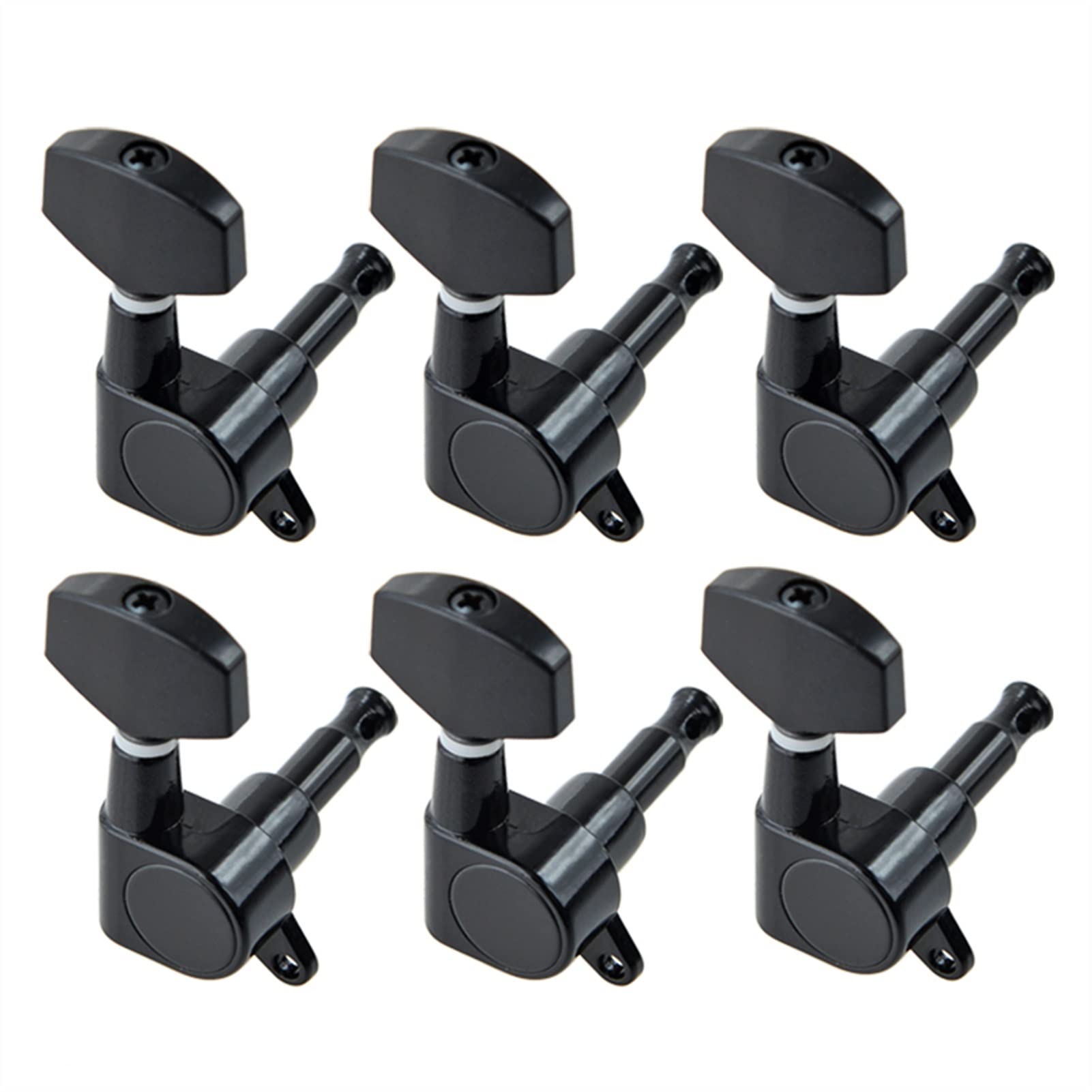 1 Satz Von 6 Stücke Big Quadratische Versiegelte Gitarre Tuning Pegs Keys Tuner Machine Köpfe Für E-Gitarre Schwarz/Gold/Chrome Stimmwirbel Mechaniken (Color : Black 6R)