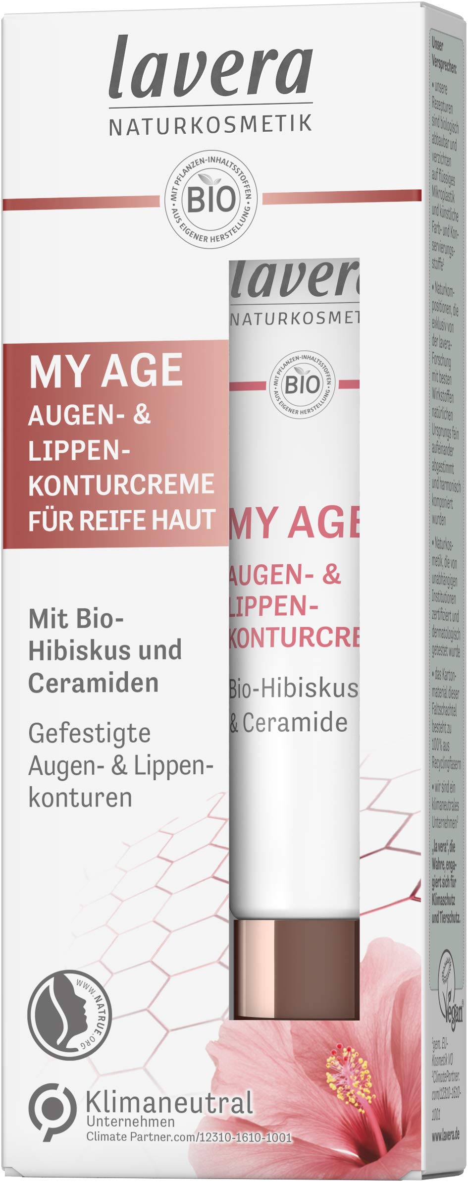 lavera MY AGE Augen- & Lippenkonturcreme - mit Bio-Hibiskus & Ceramiden - mindert Pigmentflecken - pflanzlichen Ursprungs - für reife Haut - Naturkosmetik - vegan - Bio (1 x 15 ml)