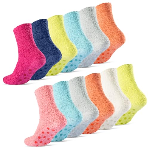 6 | 12 Paar Damen Kuschelsocken mit ABS Anti Rutsch Sohle 37419 (35-42 12 Paar)