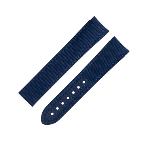 IOTUP Omega-Armband für AT150 Seamaster 300 Planet Ocean De Ville Speedmaster Speedmaster Uhrenarmband mit gebogenem Ende, 20 mm, blaue Linie, hochdichtes Nylon-Rindsleder, 20 mm, Achat