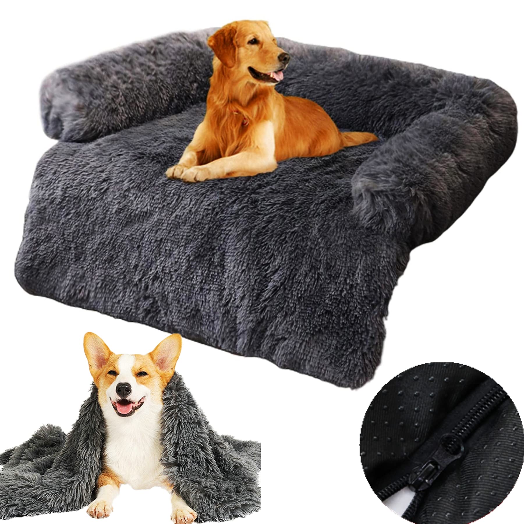 Sofaschutz Hund, Hundebett L XL XXL Hundebett Abwaschbar Hundedecke Couch Flauschig Weich Kuschelig Hundebetten Couchkissen, Hundebett für Grosse Mittelgroße Kleine Hunde/Katzen,115cm