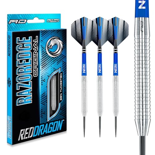 RED DRAGON Razor Edge Original: 24g - 85% Tungsten Darts (Steel Dartpfeile) mit Flights & Schäfte