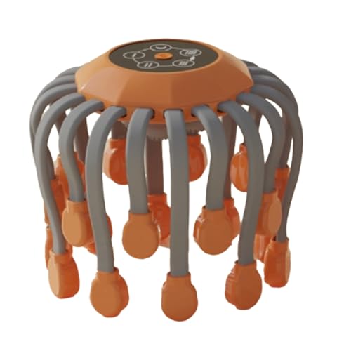 Richeyty 20 Massageköpfe, Kopfhaut-Kopfmassagegerät, Roter Lichttherapie-Vibrator, Krakenkratzer Zur Entspannung, Stress, Langlebig (Orange)