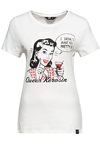 Queen Kerosin Damen Vintage Shirt | T-Shirt | Slim Fit | Frontprint | Retro | Kurzarm Shirt | Pin-Up | Pretty | 50S | Rockabella Get Out of My Sun