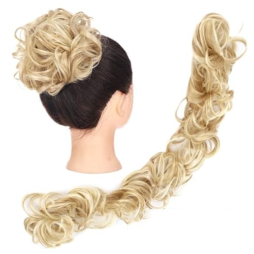 Haarknoten DIY Wrap-Around-Dutt-Haargummi, gewellte Donut-Chignons for Frauen und Kinder, unordentliche Dutt-Haarteilverlängerungen, zerzaustes, flauschiges Haar, Pferdeschwanz Haarschmuck Damen (Col