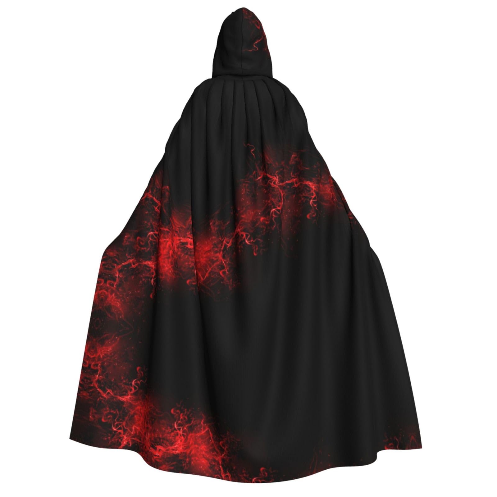 WURTON Explosion Burst Rot Schwarz Druck Unisex Kapuzenumhang Kostüm Damen Herren Vampir Halloween Cosplay Karneval Mottoparty