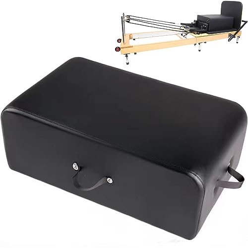 Gvqng Pilates Reformer Sitzbox, Reformer-Zubehör für Übungen Dieser erweiterte Bewegungsbereich, Holz-Pilates-Box für Pilates-Reformer, Pilates-Box,Schwarz