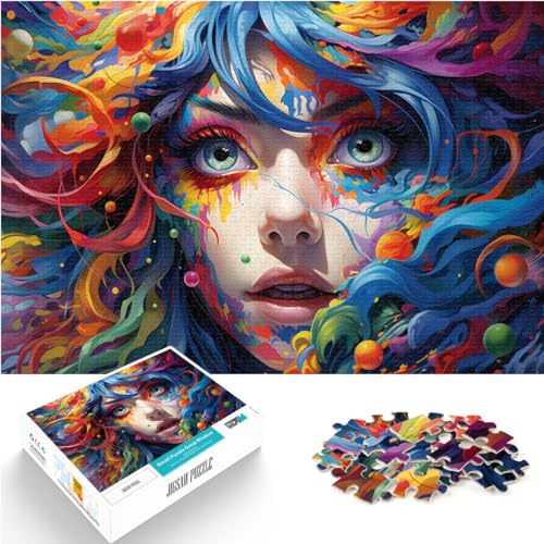 Puzzle für farbenfrohe psychedelische Kunst, 1000 Teile, Puzzle für Erwachsene, Holzpuzzle, dekomprimierendes geistiges Lernspielzeug, 1000 Teile (50 x 75 cm)