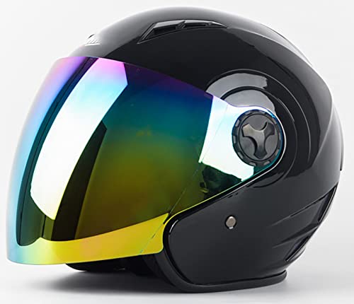 Sommer-Vespa-Motorrad-Open-Face-Helm Für Erwachsene, DOT-Geprüfter 3/4-Open-Face-Helm Mit Doppelvisier, Herren- Und Damen-Motorradhelm G,L/{59~60cm}