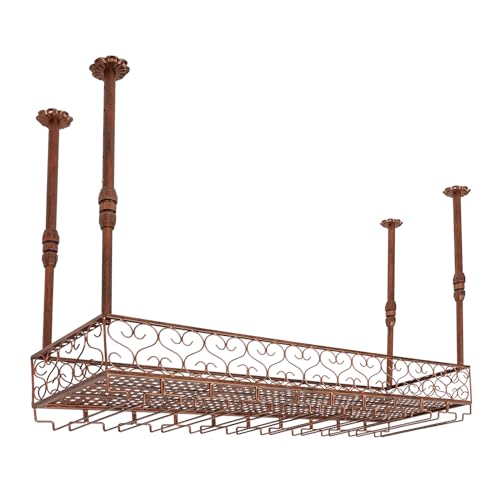 Fyssnn Weinglas Aufbewahrungsregal Industrielle Vintage Metall Bar Weinglas Hängende Rack 35-55cm Einstellbare Höhe Weinglas Halterung Geeignet für Haus Bar Cafe Restaurant und andere Orte (Bronze)