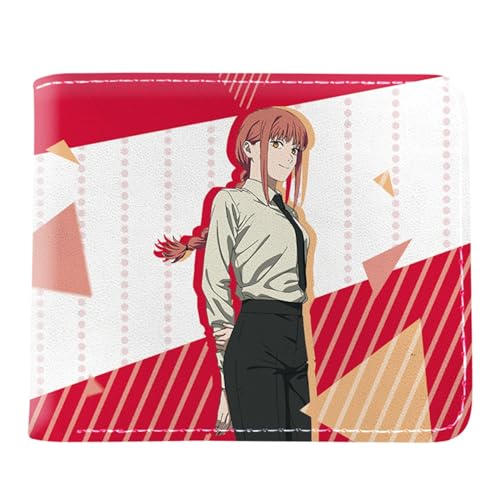 Chains-aw Man Brieftasche Anime, Cartoon Comics Portemonnaie Klein, PU Leder Münzbörse Wallet mit Sichtfenster(Color:Multicolor 10)