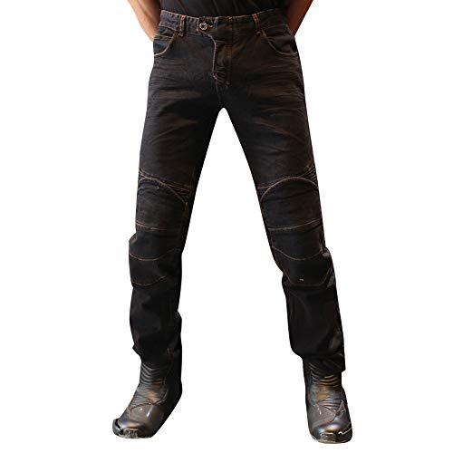 Sportliche Motorrad Hose mit Protektoren Denim Biker Cargo Jeans Hosen Für Herren/Damen,L,Schwarz