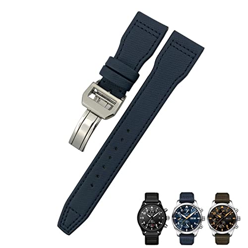 NEYENS 20 mm, 21 mm, 22 mm, Nylon-Uhrenarmband aus Kalbsleder, passend für IWC Big Pilot IW377714 Mark18 Spitfire, Nylon-Echtlederarmband, 20 mm, Achat